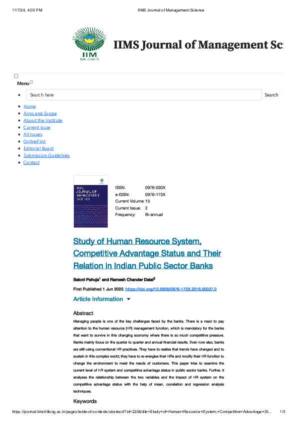 (PDF) IIMS Journal of Management Science