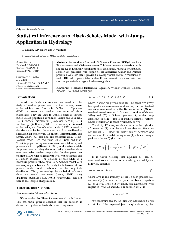 (PDF) Statistical Inference on a Black-Scholes Model with Jumps ...