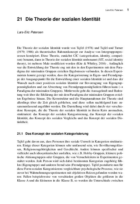 Theorie Der Sozialen Identität (PDF) Die Theorie der sozialen Identität