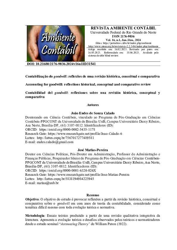 (PDF) Contabilização do goodwill: reflexões de uma revisão histórica ...