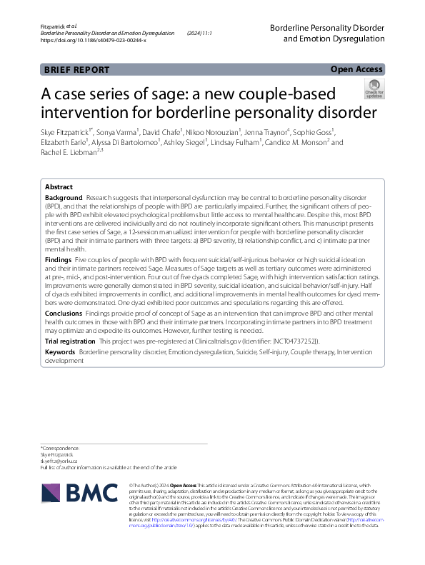 (PDF) A case series of sage: a new couple-based intervention for ...