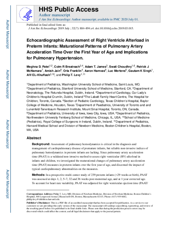 (PDF) Echocardiographic Assessment of Right Ventricular Afterload in ...