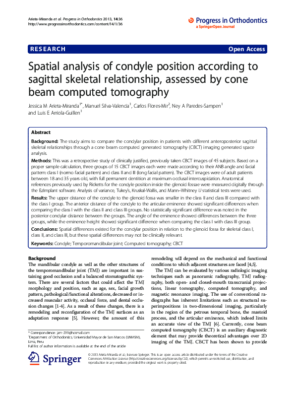 (PDF) Spatial analysis of condyle position according to sagittal ...