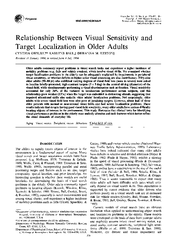 (PDF) Relationship between visual sensitivity and target localization ...
