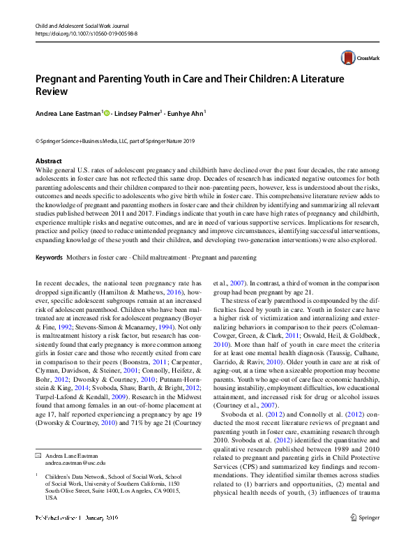 (PDF) Pregnant and Parenting Youth in Care and Their Children: A ...