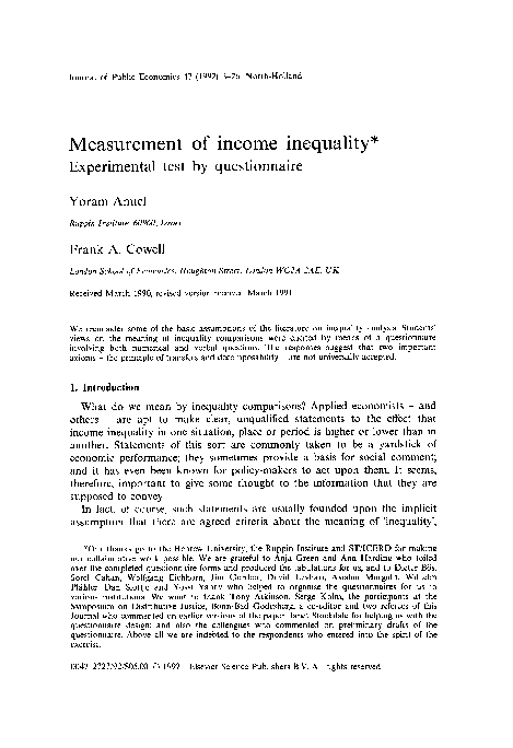 (PDF) Measurement of income inequality