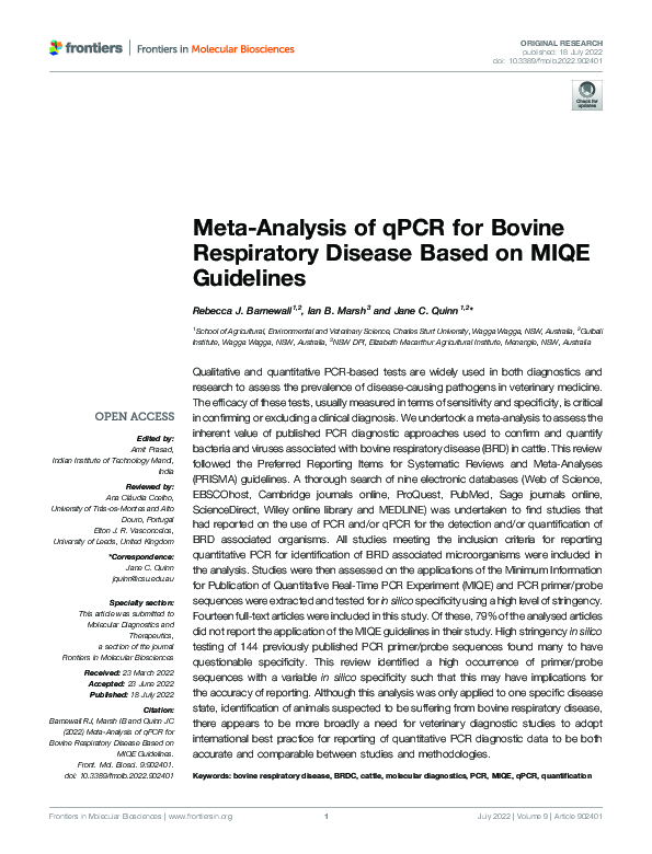 (PDF) Meta-Analysis of qPCR for Bovine Respiratory Disease Based on ...