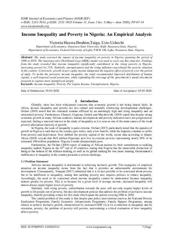 (PDF) Income Inequality and Poverty in Nigeria