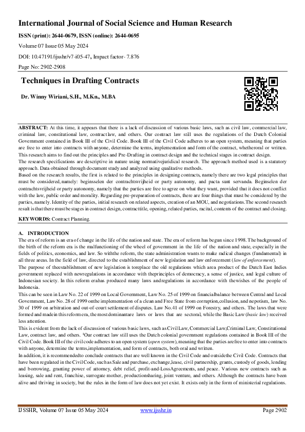 Pdf Techniques In Drafting Contracts