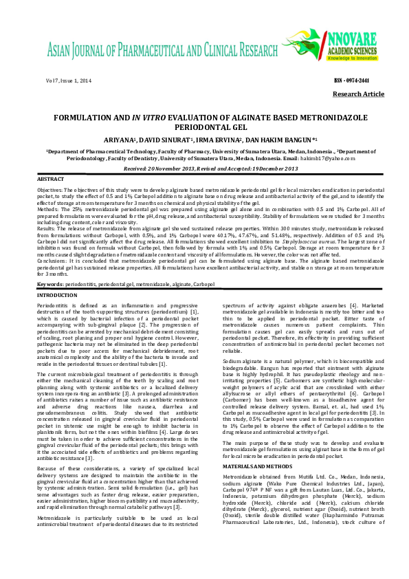 (PDF) Formulation and in Vitro Evaluation of