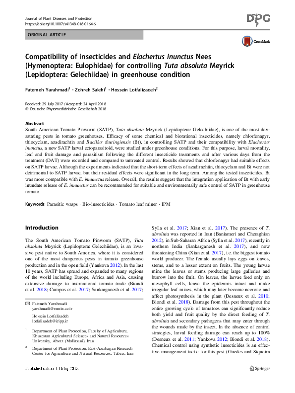 (PDF) Compatibility of insecticides and Elachertus inunctus Nees ...