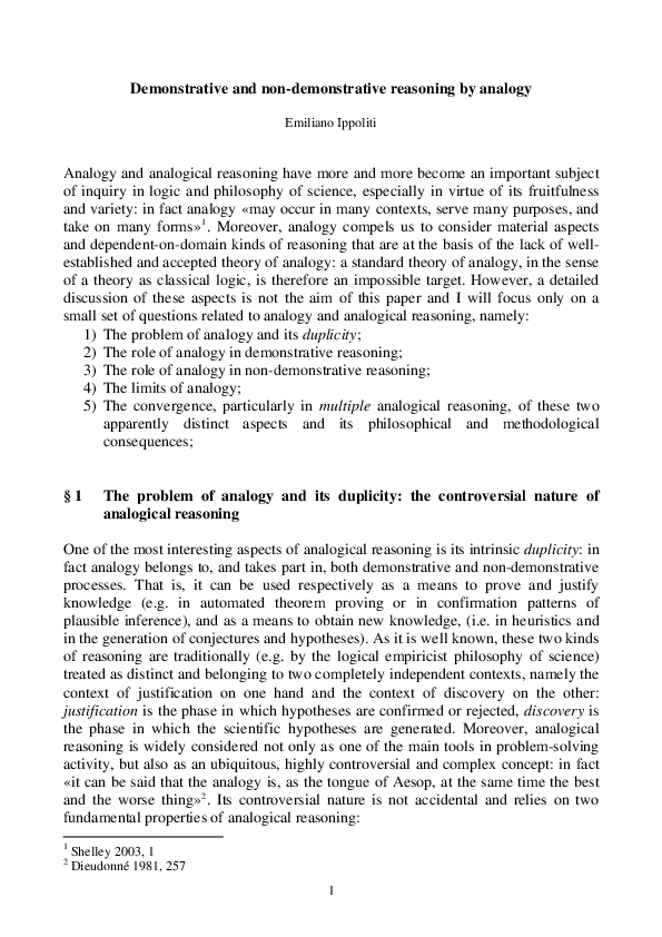 (PDF) Demonstrative and non-demonstrative reasoning by analogy