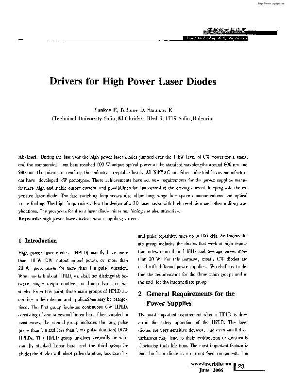 (PDF) Drivers for High Power Laser Diodes
