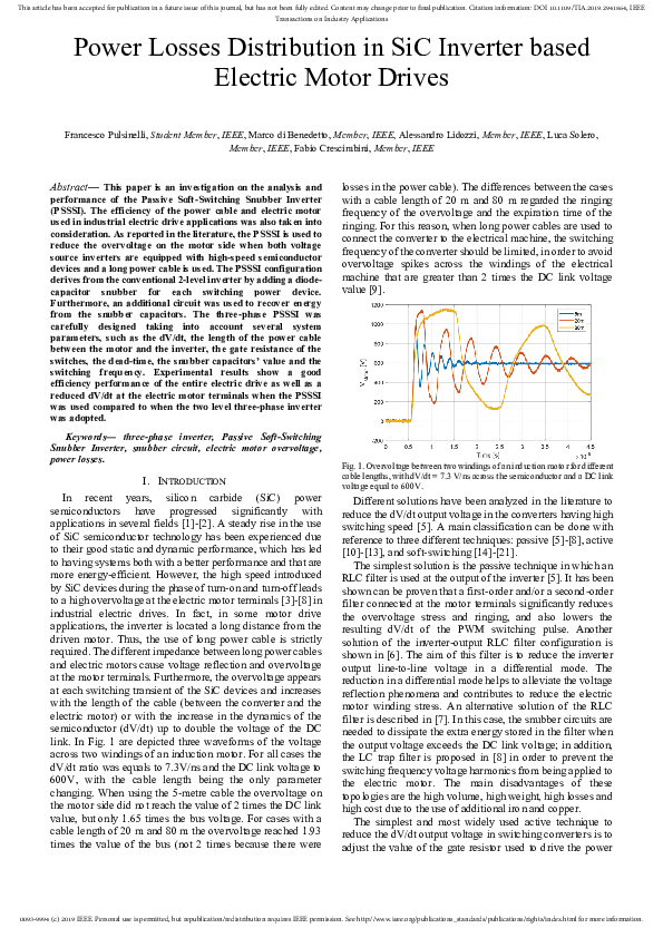 (PDF) Power Losses Distribution in SiC Inverter Based Electric Motor Drives