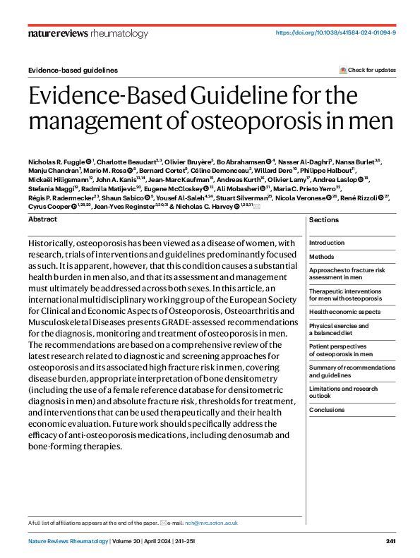 (PDF) Evidence-Based Guideline for the management of osteoporosis in men