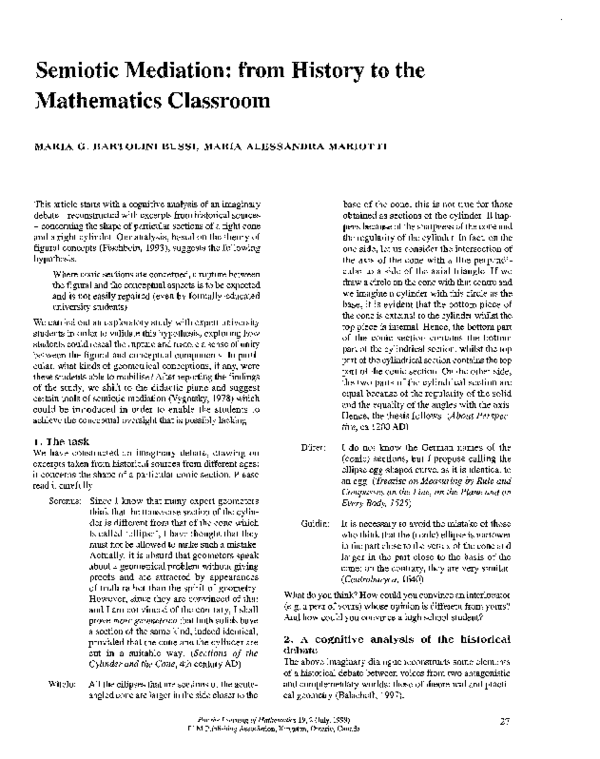 (PDF) Semiotic Mediation: from History to Mathematics Classroom