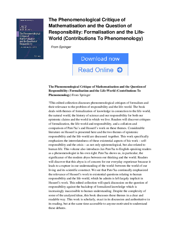 (PDF) The Phenomenological Critique of Mathematisation and the Question ...