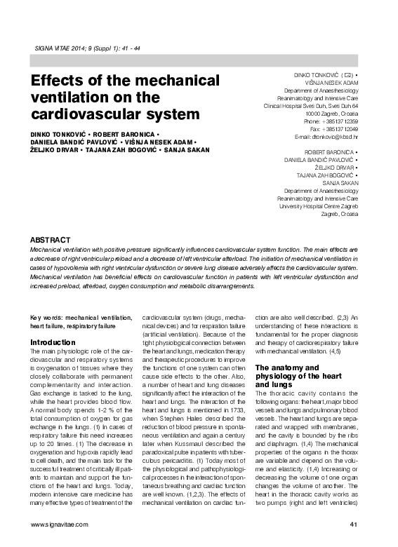 (PDF) Effects of the mechanical ventilation on the cardiovascular system