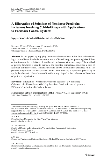 (PDF) A Bifurcation of Solutions of Nonlinear Fredholm Inclusions ...