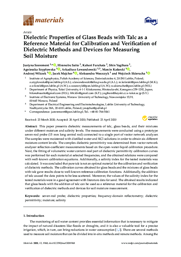 (PDF) Dielectric Properties of Glass Beads with Talc as a Reference ...