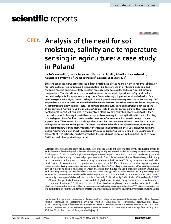 (PDF) Analysis of the need for soil moisture, salinity and temperature ...