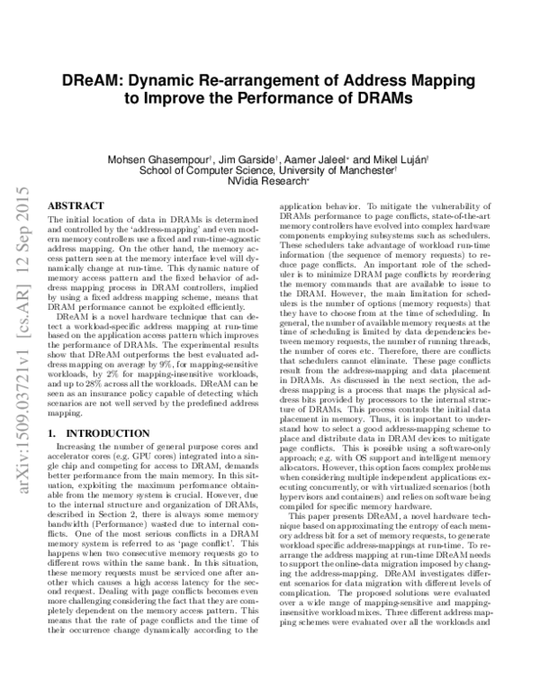 (PDF) DReAM: Dynamic Re-arrangement of Address Mapping to Improve the ...