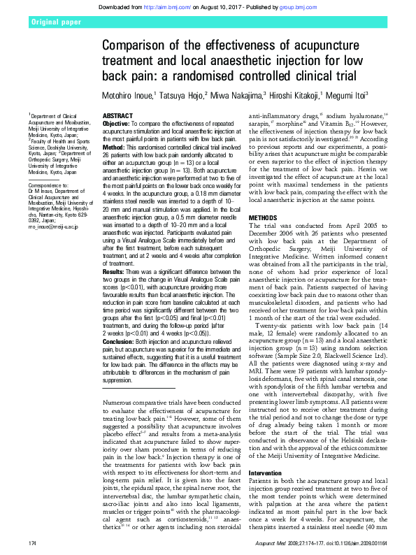 (PDF) Comparison of the Effectiveness of Acupuncture Treatment and ...