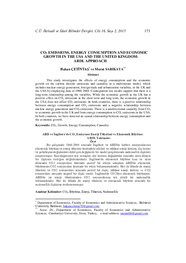 (PDF) CO2 Emissions, Energy Consumption and Economic Growth in the Usa ...