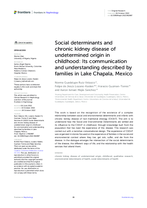 (PDF) Social determinants and chronic kidney disease of undetermined ...