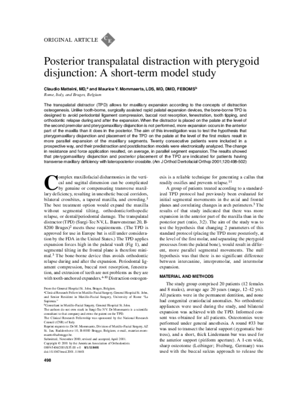 (PDF) Posterior transpalatal distraction with pterygoid disjunction: A ...