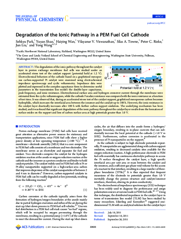(PDF) Degradation of the Ionic Pathway in a PEM Fuel Cell Cathode