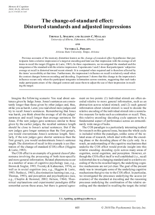(PDF) The change-of-standard effect: Distorted standards and adjusted ...