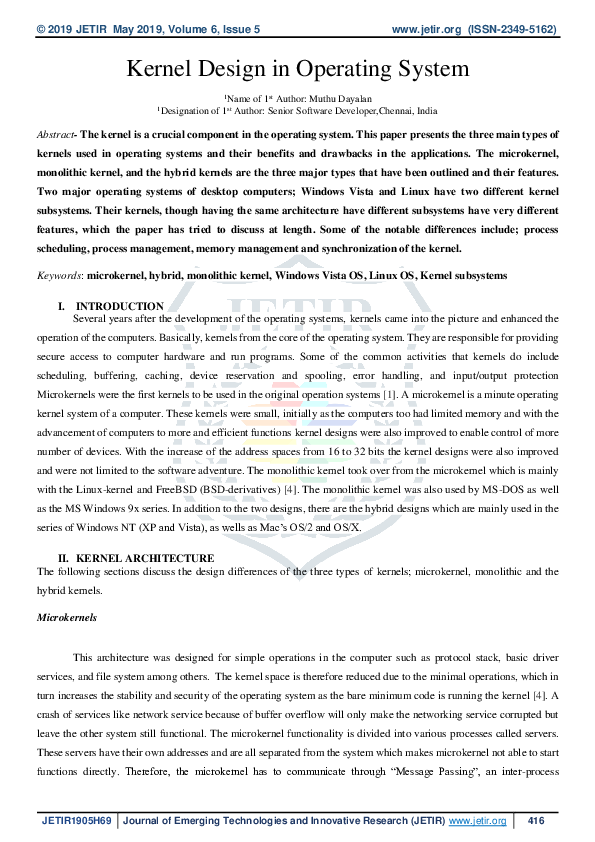 (PDF) Kernel Design in Operating System
