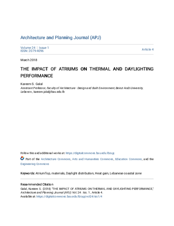 (PDF) The Impact of Atriums on Thermal and Daylighting Performance