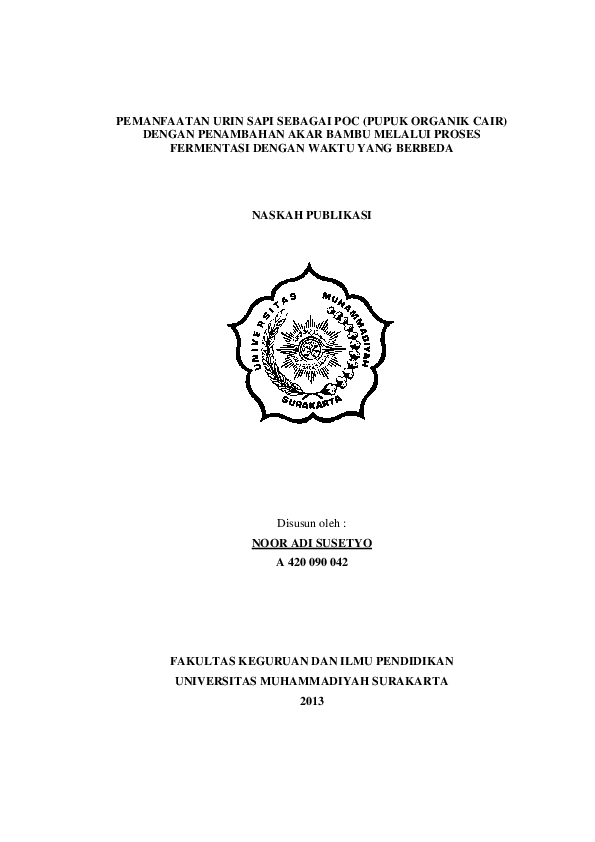 (PDF) Pemanfaatan Urin Sapi Sebagai POC (Pupuk Organik Cair) Dengan ...