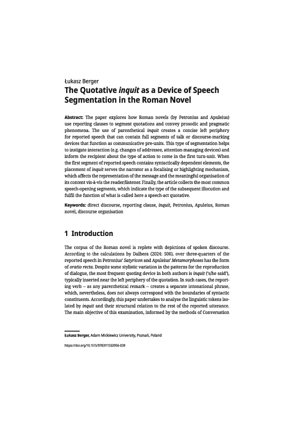 (PDF) The Quotative inquit as a Device of Speech Segmentation in the ...