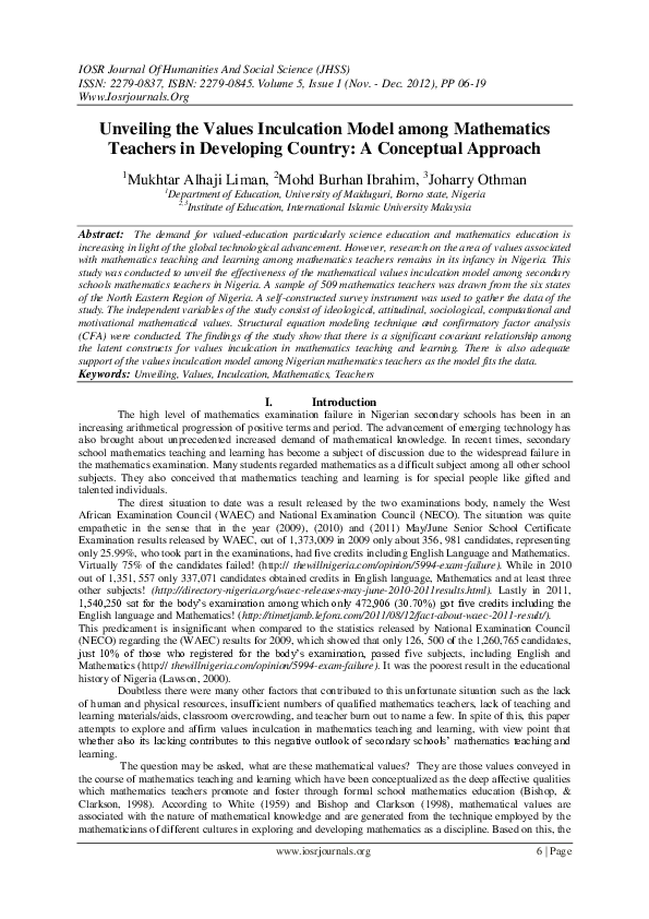(PDF) Unveiling the Values Inculcation Model among Mathematics Teachers ...