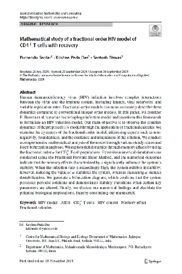 (PDF) Mathematical Study of a Fractional order HIV Model of CD4+ T ...