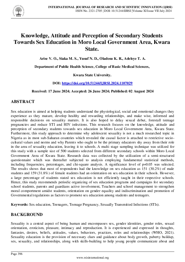 (PDF) Knowledge, Attitude and Perception of Secondary Students Towards ...