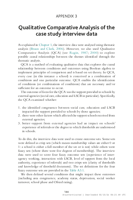(PDF) Qualitative Comparative Analysis of the case study interview data