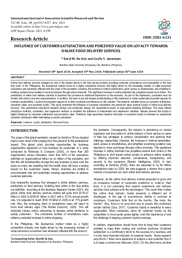 (PDF) Influence of Customer satisfaction and Perceived Value on Loyalty ...