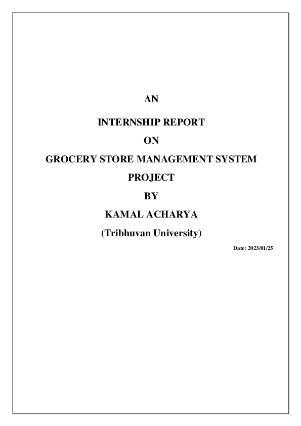 (PDF) Final Project Report on Grocery Store Management System