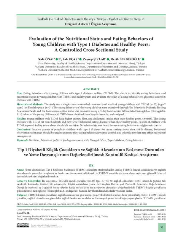 (PDF) Evaluation of the Nutritional Status and Eating Behaviors of ...