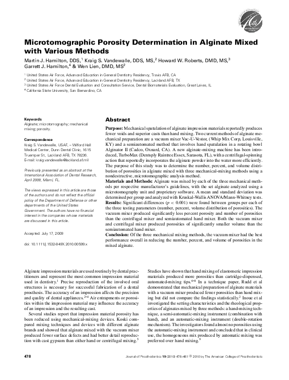 (PDF) Microtomographic Porosity Determination in Alginate Mixed with ...