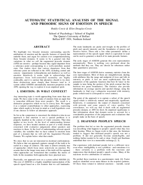 (PDF) Automatic statistical analysis of the signal and prosodic signs ...