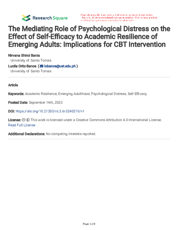 (PDF) The Mediating Role of Psychological Distress on the Effect of ...