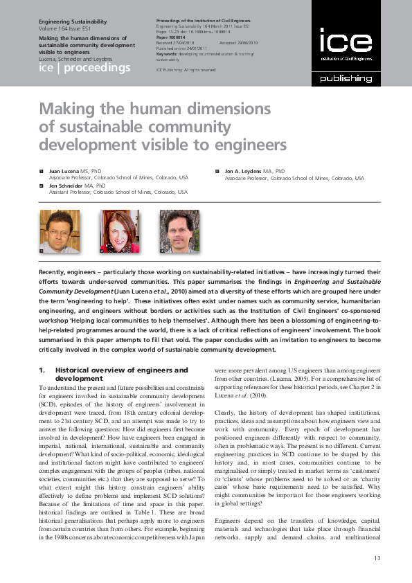 (PDF) Making the human dimensions of sustainable community development ...