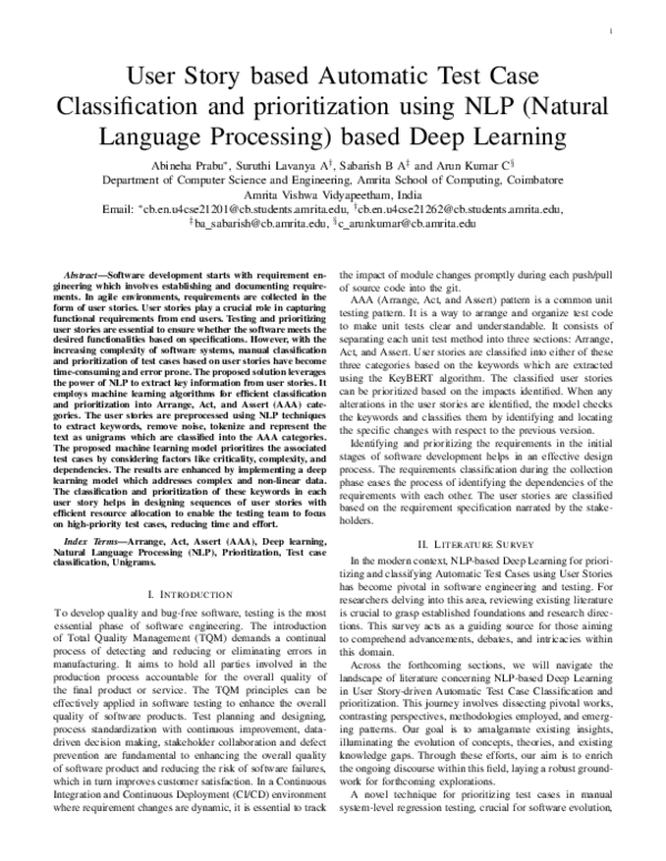 (PDF) User Story based Automatic Test Case Classification and ...