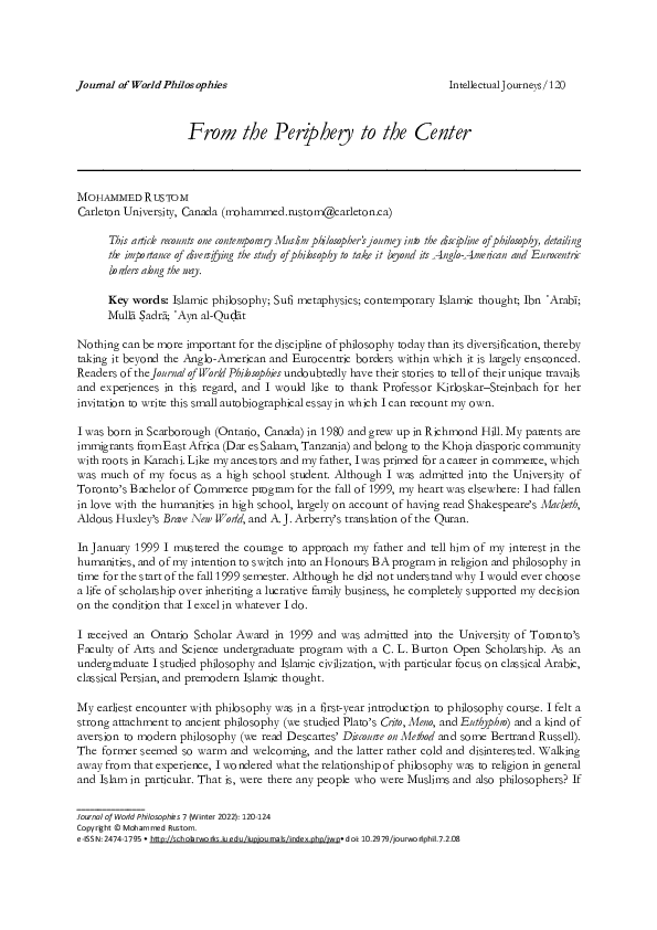(PDF) From the Periphery to the Center (Intellectual Autobiography ...