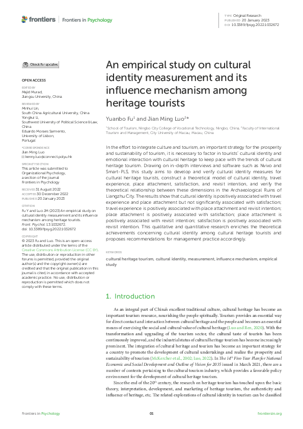 (PDF) An empirical study on cultural identity measurement and its ...